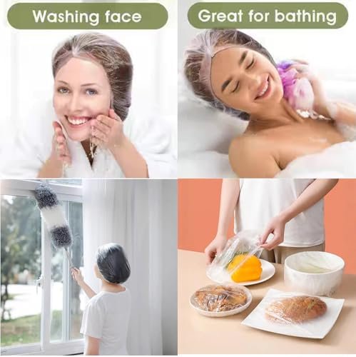 100 Stück Einweg-Duschhauben, Klare Plastik-Hauben, Große Dicke Wasserfeste Badekappen für Frauen & Männer Unisex Wiederverwendbare Reise-Essentials für Tiefenpflege, Haarbehandlung, Hotel, Spa und Zuhause