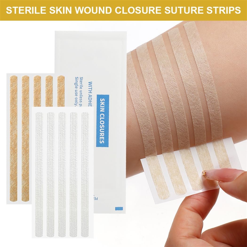 CXWLTT Sterile Wundverschlussstreifen 40 Stück 1/4" x 4" - Hautfreundliche Wundnaht für kleine Schnittwunden