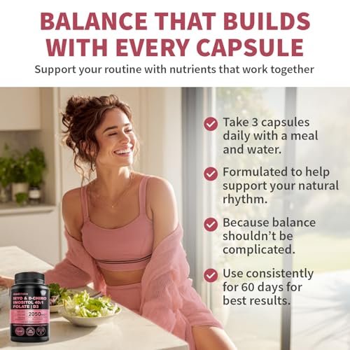 Myo-Inositol 40:1 für Frauen – Inositol-Komplex mit Myo & D-Chiro Inositol, Folat & Vitamin D3 – Vegane Kapseln für den täglichen Bedarf & Hormonunterstützung – Flo Ovarian Support – 90 Kapseln