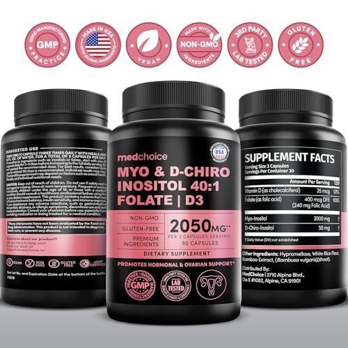 Myo-Inositol 40:1 für Frauen – Inositol-Komplex mit Myo & D-Chiro Inositol, Folat & Vitamin D3 – Vegane Kapseln für den täglichen Bedarf & Hormonunterstützung – Flo Ovarian Support – 90 Kapseln