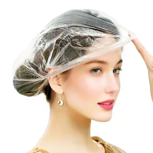 200 Stück Einweg-Duschhauben – Große, verstärkte & wasserdichte Plastik-Hauben für Frauen & Männer – Wiederverwendbare Reise-Essentials für Spa, Hotel, Salon, Zuhause & Tiefenpflege (46 cm, transparent)