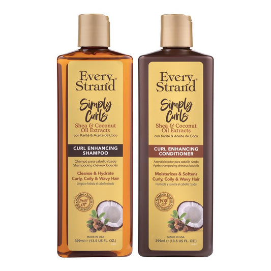 Every Strand Simply Curls Shampoo und Conditioner Set 13,5 oz – Lockenverstärkendes Duo für welliges, lockiges und krauses Haar, sulfatfrei, parabenfrei