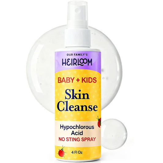 Hypochlorige Säure Spray für Kinder – Beruhigt Windelausschlag, Babyakne, Ekzeme, Schnitte & Schrammen – Hautberuhigungsspray für empfindliche Haut, ungiftig, ohne Brennen, 118 ml