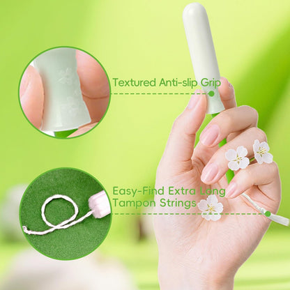 Tellove Tampons mit 100% Bio-Baumwollkern, 32 Stück (16 Regular, 16 Super) mit 360° Komfort-Expand Leakproof-Technologie und BPA-freiem Applikator – Sanft zu empfindlicher Haut