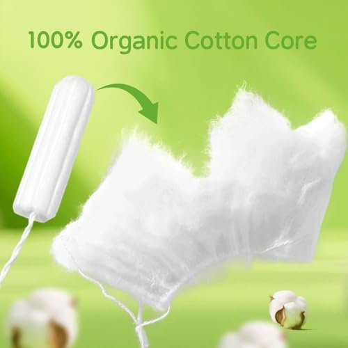 Tellove Tampons mit 100% Bio-Baumwollkern, 32 Stück (16 Regular, 16 Super) mit 360° Komfort-Expand Leakproof-Technologie und BPA-freiem Applikator – Sanft zu empfindlicher Haut