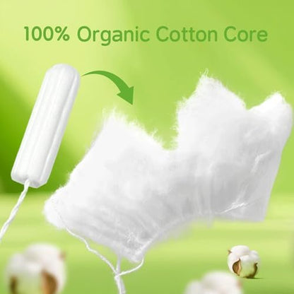 Tellove Tampons mit 100% Bio-Baumwollkern, 32 Stück (16 Regular, 16 Super) mit 360° Komfort-Expand Leakproof-Technologie und BPA-freiem Applikator – Sanft zu empfindlicher Haut