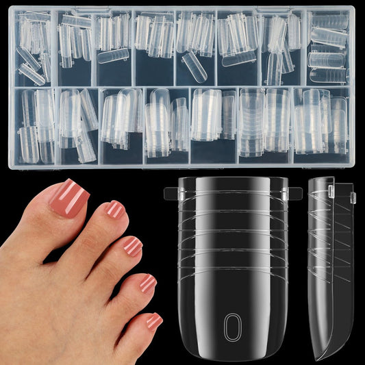 160 Stück Zehennagelformen für Polygel & Builder Gel – Wiederverwendbare Quadratische Zehennagelschablonen in 16 Größen – Professionelle Pediküre-Nagelverlängerungen für Salon & DIY zu Hause