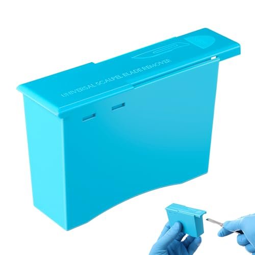 Geiserailie 1 Stück Klingenentferner, einfach zu bedienen, kompakt, Kunststoff, blau, Klingenentfernungsbox für sichere Handhabung, handlicher Behälter für spitze Gegenstände