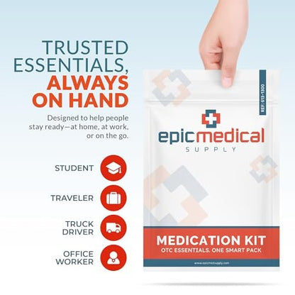 Epic Medical Supply Erste-Hilfe-Set Medikamentennachfüllung – 28 Einzeldosis-Packungen – Notfallmedikamente für Erste-Hilfe-Kit Nachfüllungen, Reisen, Büro, Wohnheim, Camping – Hergestellt in den USA