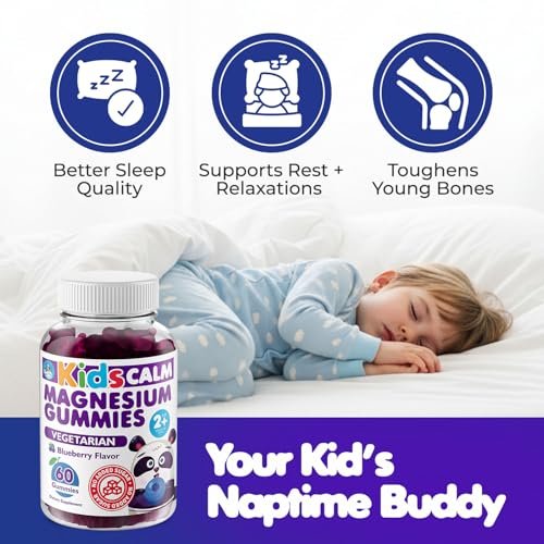 DR. MORITZ Zuckerfreie Beruhigende Magnesium-Gummibärchen für Kinder und Erwachsene - Nicht-GMO Magnesiumcitrat-Gummibärchen - Blaubeergeschmack - 2er-Pack (60 Stück)