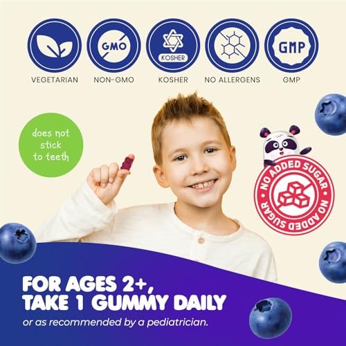 DR. MORITZ Zuckerfreie Beruhigende Magnesium-Gummibärchen für Kinder und Erwachsene - Nicht-GMO Magnesiumcitrat-Gummibärchen - Blaubeergeschmack - 2er-Pack (60 Stück)
