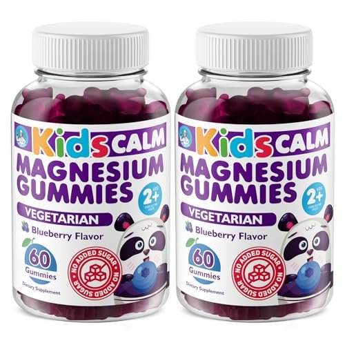 DR. MORITZ Zuckerfreie Beruhigende Magnesium-Gummibärchen für Kinder und Erwachsene - Nicht-GMO Magnesiumcitrat-Gummibärchen - Blaubeergeschmack - 2er-Pack (60 Stück)