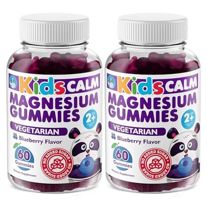 DR. MORITZ Zuckerfreie Beruhigende Magnesium-Gummibärchen für Kinder und Erwachsene - Nicht-GMO Magnesiumcitrat-Gummibärchen - Blaubeergeschmack - 2er-Pack (60 Stück)