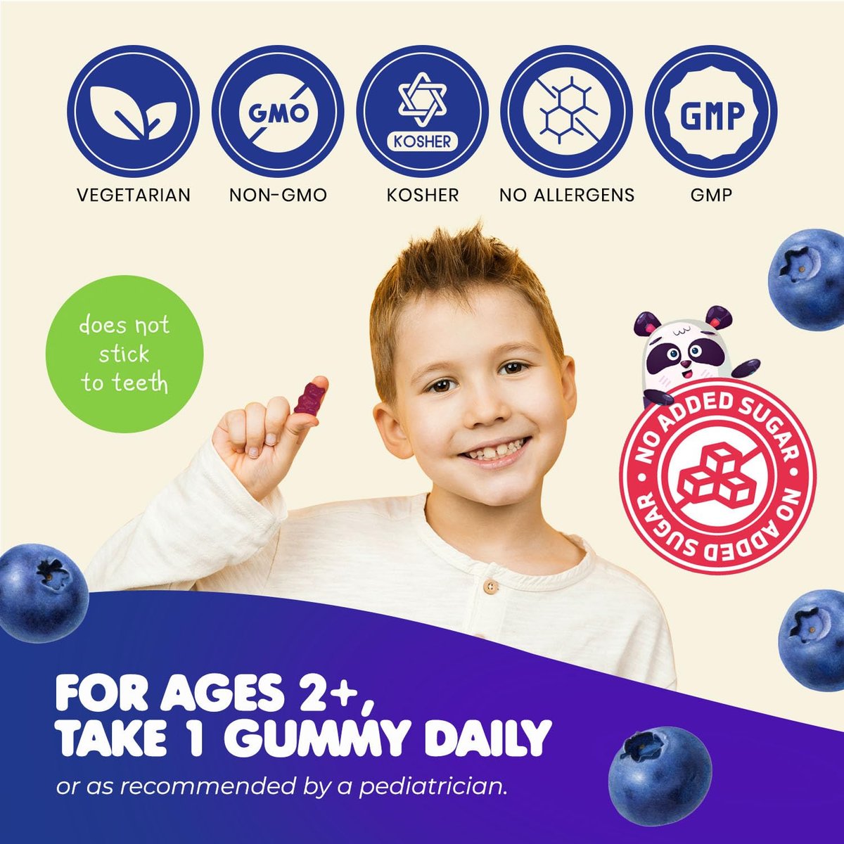 DR. MORITZ Zuckerfreie Beruhigende Magnesium-Gummibärchen für Kinder und Erwachsene - Nicht-GMO Magnesiumcitrat-Gummibärchen - Blaubeergeschmack - 2er-Pack (60 Stück)