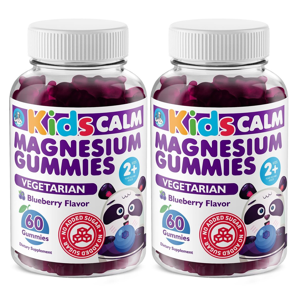 DR. MORITZ Zuckerfreie Beruhigende Magnesium-Gummibärchen für Kinder und Erwachsene - Nicht-GMO Magnesiumcitrat-Gummibärchen - Blaubeergeschmack - 2er-Pack (60 Stück)