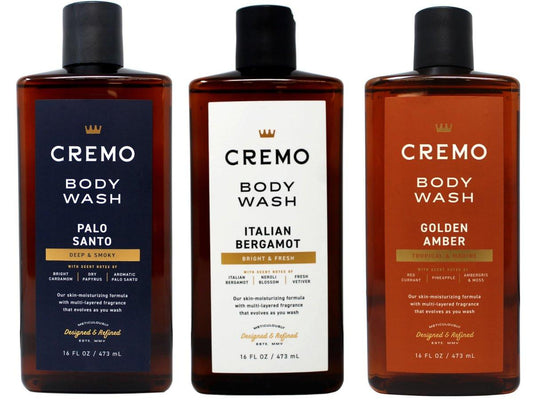 Cremo Body Wash Set – Palo Santo, Italienische Bergamotte & Goldener Amber – 3x 473 ml Feuchtigkeitsspendende Duschgele