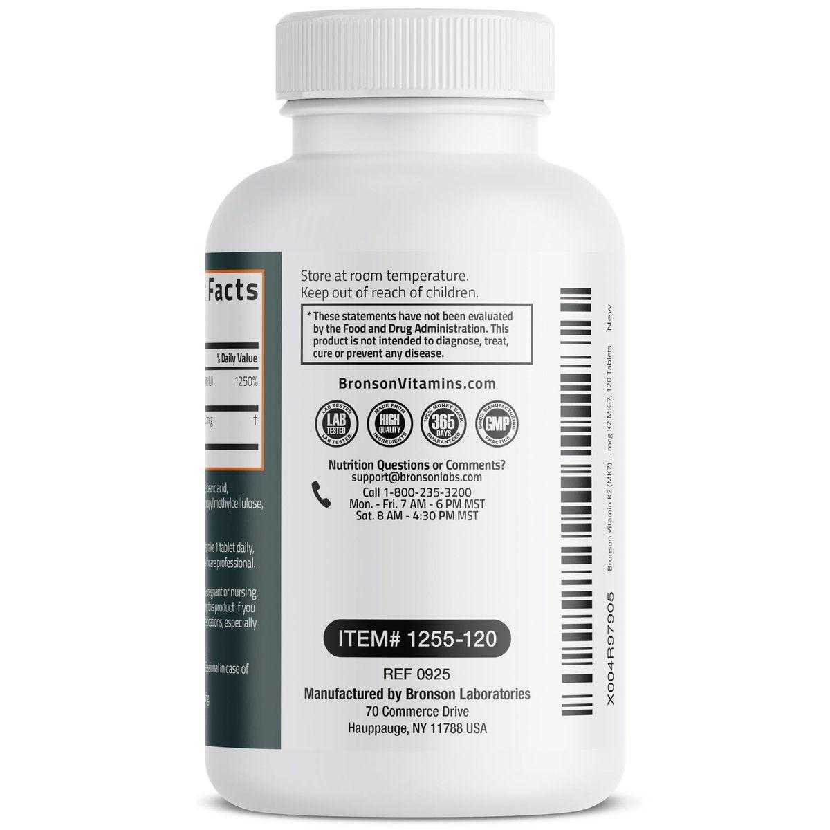 Bronson Vitamin K2 (MK7) mit D3 Extra Starke 2-in-1 Unterstützung, 10.000 IE Vitamin D3 & 120 mcg K2 MK-7, 120 Tabletten