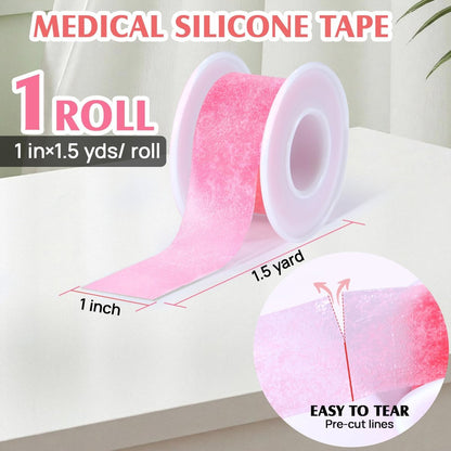 HYTDA Silikon Medizinisches Tape – 1 Zoll x 1,5 Yards (1 Rolle) – Wasserfestes Pflaster für empfindliche Haut, Latexfrei, schmerzfreies Entfernen, wiederverwendbar für Wundversorgung und Erste Hilfe