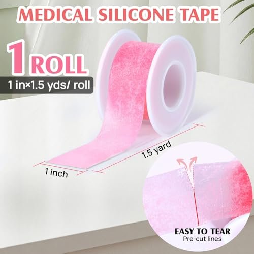 HYTDA Silikon Medizinisches Tape – 1 Zoll x 1,5 Yards (1 Rolle) – Wasserfestes Pflaster für empfindliche Haut, Latexfrei, schmerzfreies Entfernen, wiederverwendbar für Wundversorgung und Erste Hilfe