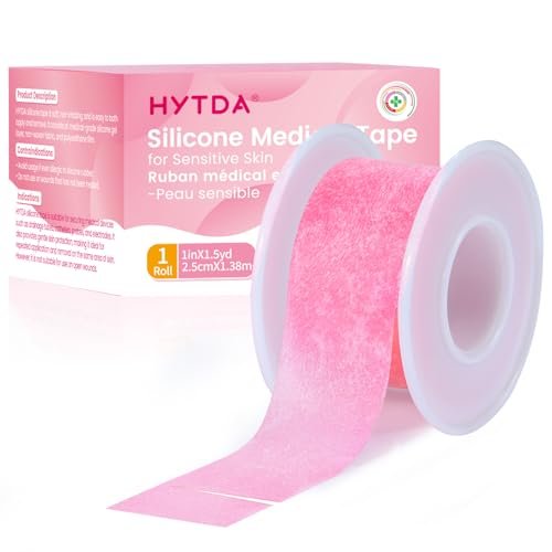 HYTDA Silikon Medizinisches Tape – 1 Zoll x 1,5 Yards (1 Rolle) – Wasserfestes Pflaster für empfindliche Haut, Latexfrei, schmerzfreies Entfernen, wiederverwendbar für Wundversorgung und Erste Hilfe