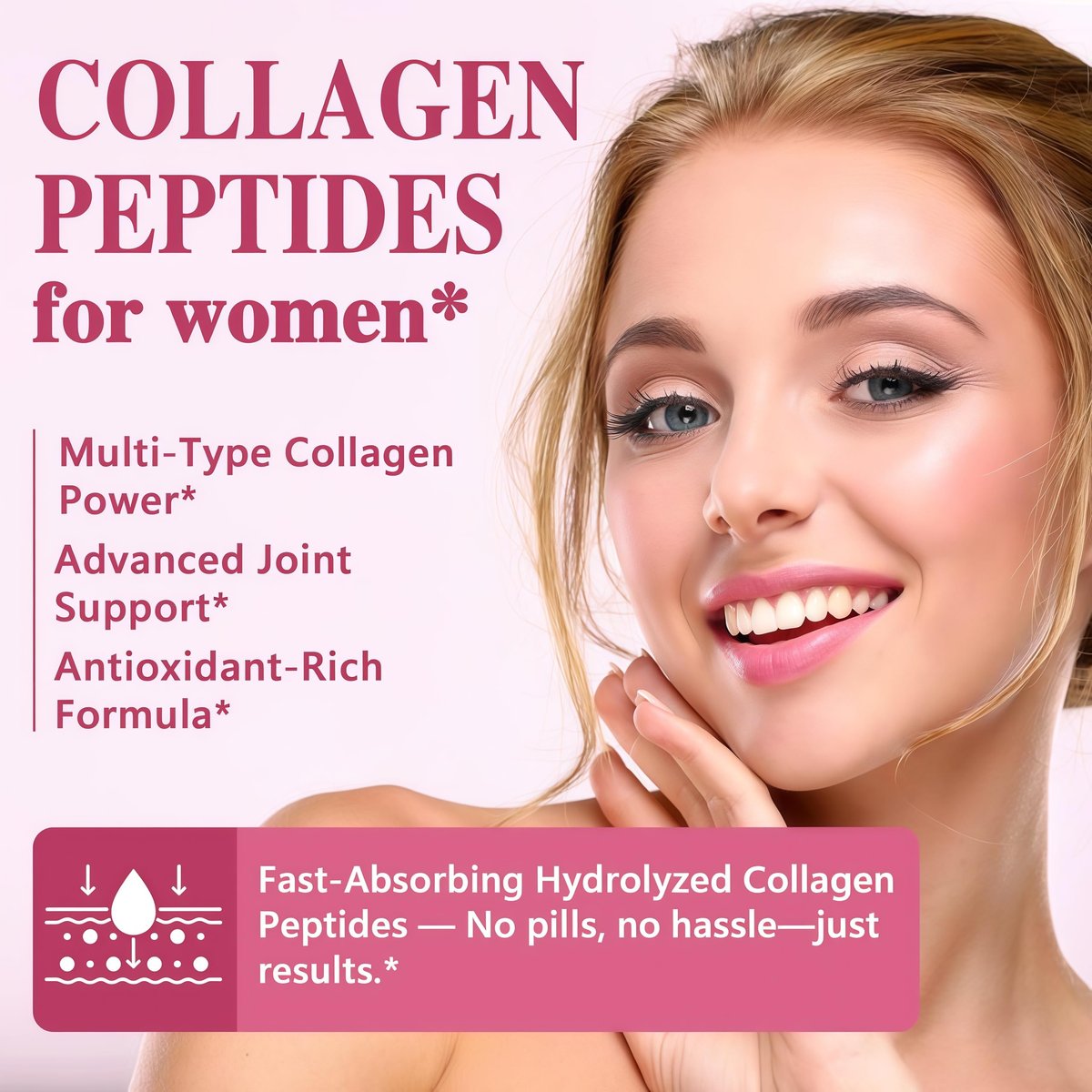 Flüssiges Multi-Kollagen-Peptid für Frauen – Typ I, II, III, V, X mit Glucosamin, MSM, Hyaluronsäure – Hochabsorbierende hydrolysierte Kollagen-Tropfen für Haut, Haare, Nägel & Gelenke – Non-GMO