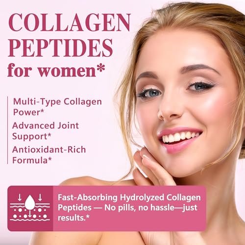 Flüssiges Multi-Kollagen-Peptid für Frauen – Typ I, II, III, V, X mit Glucosamin, MSM, Hyaluronsäure – Hochabsorbierende hydrolysierte Kollagen-Tropfen für Haut, Haare, Nägel & Gelenke – Non-GMO