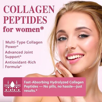 Flüssiges Multi-Kollagen-Peptid für Frauen – Typ I, II, III, V, X mit Glucosamin, MSM, Hyaluronsäure – Hochabsorbierende hydrolysierte Kollagen-Tropfen für Haut, Haare, Nägel & Gelenke – Non-GMO