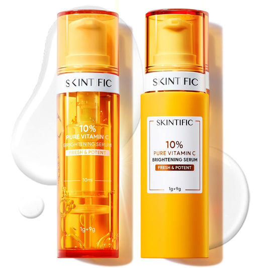 SKINTIFIC Dual-Chamber Fresh Vitamin C Brightening Serum für das Gesicht – 10 % reines Vitamin-C-Pulver-Serum, Dunkelflecken-Korrektor, oxidationsgeschützt mit UV-Schutz