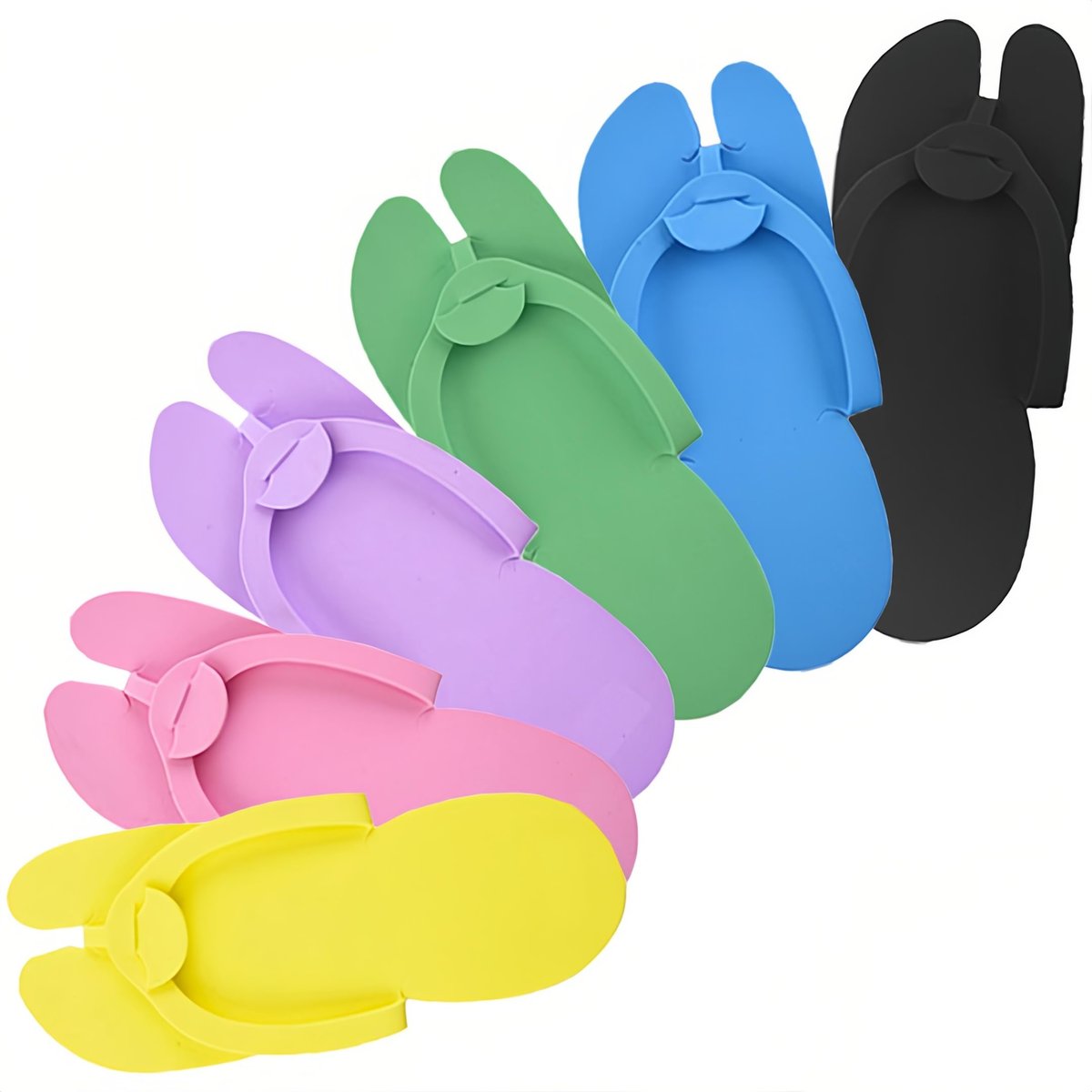 LYARCHTE 6 Paar Einweg-Fußpflege-Pantoffeln aus Schaumstoff, Mehrfarbig, Bulk-Pack für Nagelsalons, Gäste und Spas