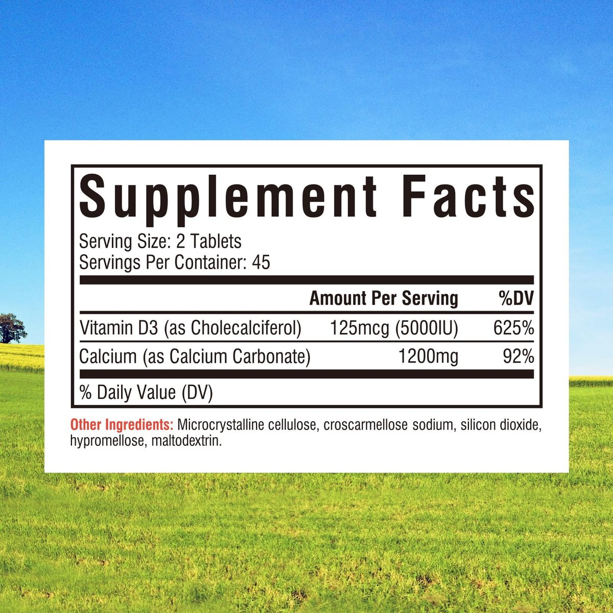 Innate Vitality Calcium 1200 mg mit Vitamin D3, 5000 IE Vitamin D3, absorbierbares Calciumpräparat, Non-GMO, glutenfrei, für Knochen und Immunsystem, 90 Tabletten