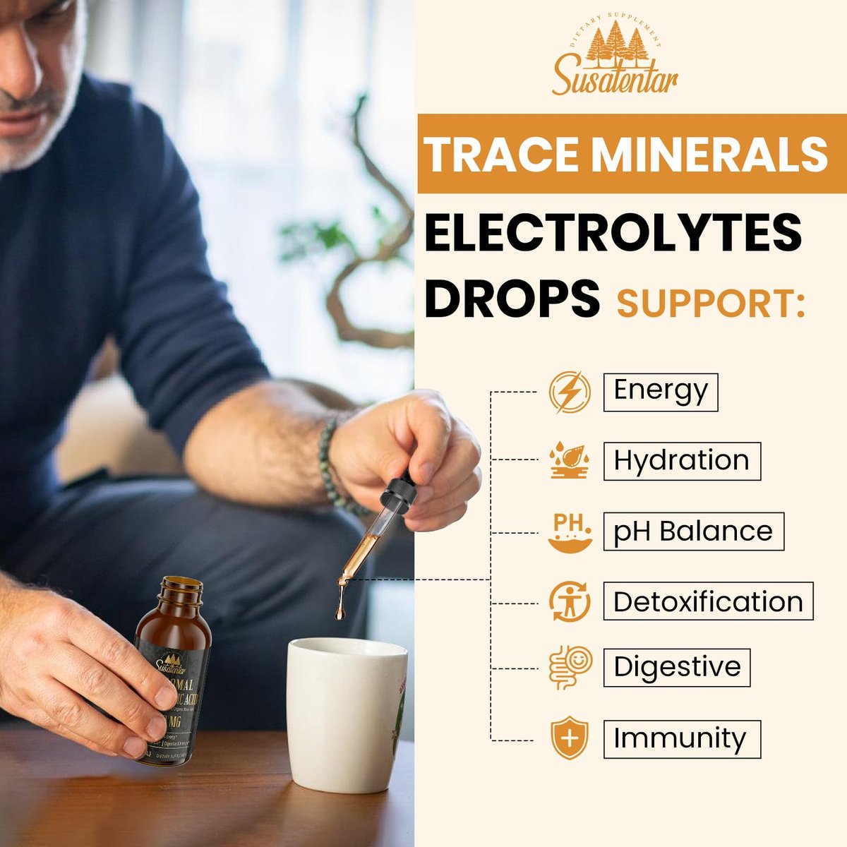 2000 MG Liposomale Fulvinsäure + Huminsäure + Spurenemineralkomplex – Stärker als Shilajit, Elektrolyt-Flüssigergänzung mit Bio-Grünkohl für Verdauung, Immunität & pH-Gleichgewicht, 60 ml