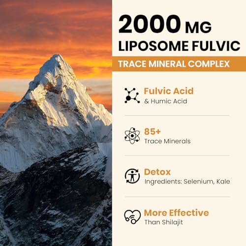 2000 MG Liposomale Fulvinsäure + Huminsäure + Spurenemineralkomplex – Stärker als Shilajit, Elektrolyt-Flüssigergänzung mit Bio-Grünkohl für Verdauung, Immunität & pH-Gleichgewicht, 60 ml