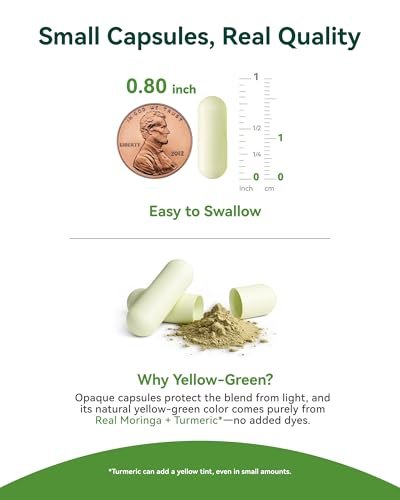 Inner Brightness Moringa Kapseln 1000 mg pro Portion – 10:1 Moringa Blattextrakt Grünes Superfood für Energie & Immunsystem – Vegan, Nicht-GVO, 60 Kapseln, Hergestellt in den USA