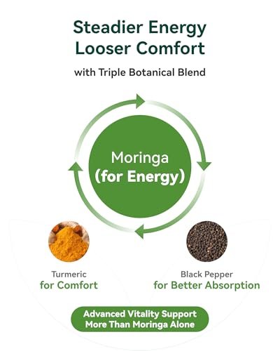 Inner Brightness Moringa Kapseln 1000 mg pro Portion – 10:1 Moringa Blattextrakt Grünes Superfood für Energie & Immunsystem – Vegan, Nicht-GVO, 60 Kapseln, Hergestellt in den USA