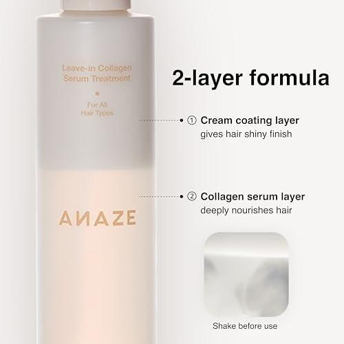 ANAZE Leave-In Collagen Serum Treatment 200ml – Feuchtigkeitsspendender & nährender Nebel für trockenes & krauses Haar – Leichte No-Rinse Formel mit Protein- & Ölschicht, Valentinstag Geschenk für Frauen