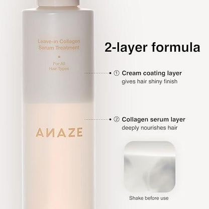 ANAZE Leave-In Collagen Serum Treatment 200ml – Feuchtigkeitsspendender & nährender Nebel für trockenes & krauses Haar – Leichte No-Rinse Formel mit Protein- & Ölschicht, Valentinstag Geschenk für Frauen