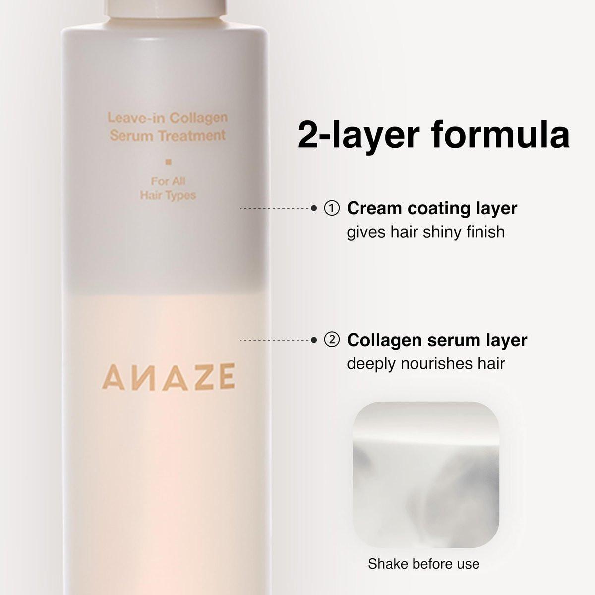 ANAZE Leave-In Collagen Serum Treatment 200ml – Feuchtigkeitsspendender & nährender Nebel für trockenes & krauses Haar – Leichte No-Rinse Formel mit Protein- & Ölschicht, Valentinstag Geschenk für Frauen