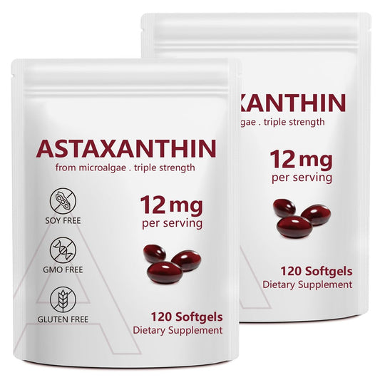 2er-Pack Astaxanthin 12 mg – Hochwertiges Antioxidans zur Unterstützung von Augen, Immunsystem, Haut und Kreislauf