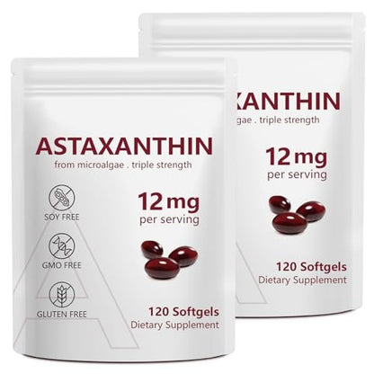 2er-Pack Astaxanthin 12 mg – Hochwertiges Antioxidans zur Unterstützung von Augen, Immunsystem, Haut und Kreislauf