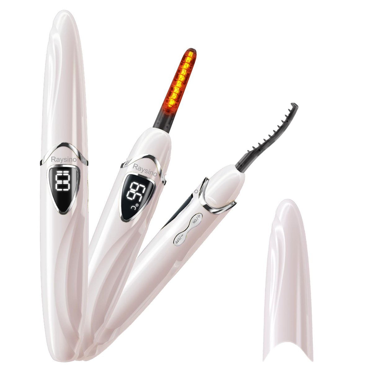 Raysino S600 beheizter Wimpernzange, wiederaufladbarer Heiz-Wimpernzange, in 8 Sekunden einsatzbereit, 24 Stunden anhaltender natürlicher Look, Pink/Silber, 148 mm