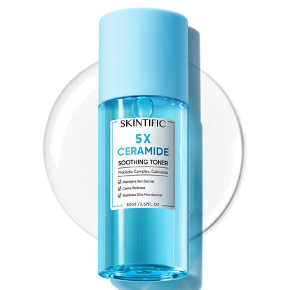SKINTIFIC 5X Ceramide Soothing Toner – Hydratisierender Gesichtstoner zur Reparatur der Hautbarriere, beruhigt Rötungen, mit Probiotika & Ringelblume für empfindliche & trockene Haut, alkoholfrei, tierversuchsfrei, vegan