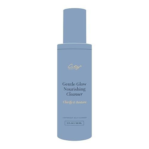 City Beauty Gentle Glow Nourishing Cleanser – 5 oz Leichtes Jelly-Gesichtswasser für alle Hauttypen, entfernt Öl, Make-up & Unreinheiten, mit Ceramid-Komplex & Apfelextrakt für strahlende Haut