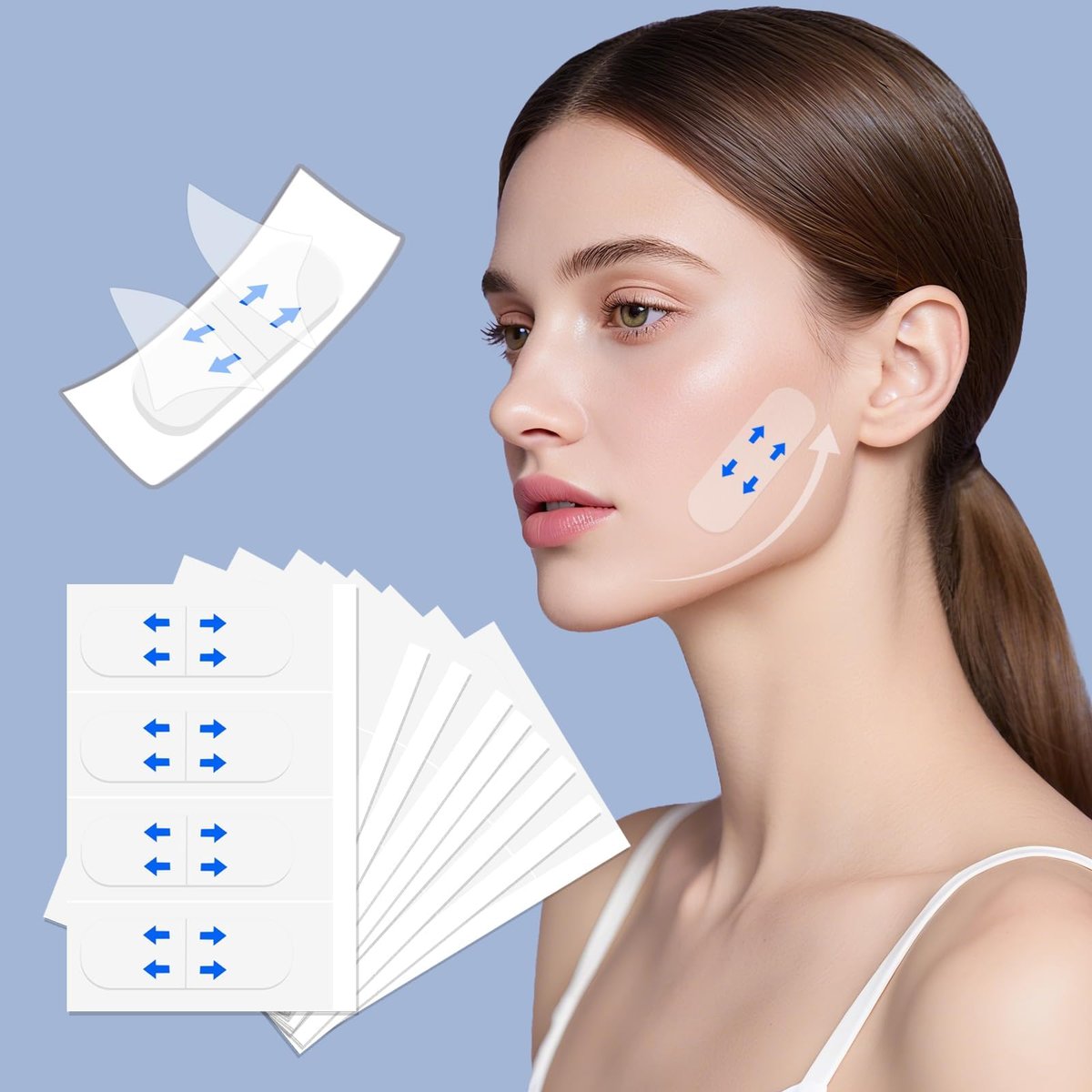 XronSlute 80-teiliges Gesichts-Lifting-Tape – Unsichtbares Face-Lift-Tape für Make-up, gegen Truthahnhals