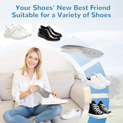 StepTastic 4D Cloud Einlegesohlen für Damen und Herren – Grau, Größe W 6-9 (261 mm) – 1 Paar – Stoßdämpfend, Fußgewölbestütze, Ermüdungsminderung, Druckverteilung – Zuschneidbar für Gehen und Wandern