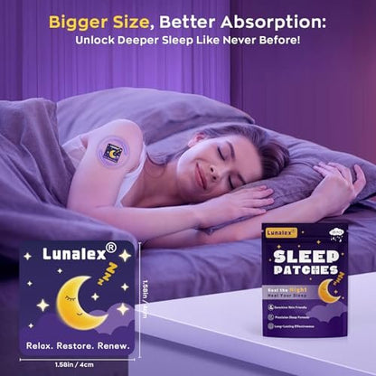 Lunalex 36 Schlafpflaster für Erwachsene Extra Stärke – Natürliche Nachtruhe mit Melatonin & Magnesium, Schnell wirkend & langanhaltend