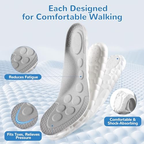 StepTastic 4D Cloud Einlegesohlen für Herren und Damen – Fußgewölbestütze & Stoßdämpfung für Ermüdungserscheinungen, Druckverteilung, Zuschneidbare Einlagen für Wandern und Gehen (Grau, M 7-12, 1 Paar)