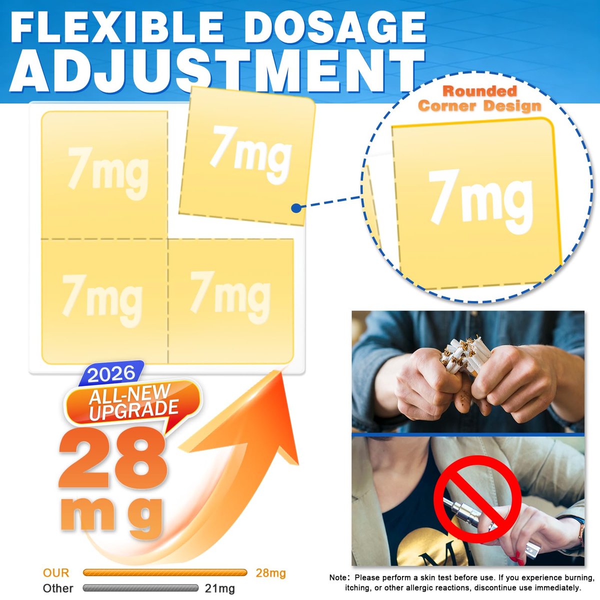 RBUGR Nikotinpflaster Step 1+, 21mg auf 28mg verbessert (4 * 7mg), Rauchstopp-Pflaster, Raucherentwöhnungshilfe mit Wirkung innerhalb von 2 Wochen, 24-Stunden-Nikotinpflaster zur transdermalen Abgabe (21 Pflaster)