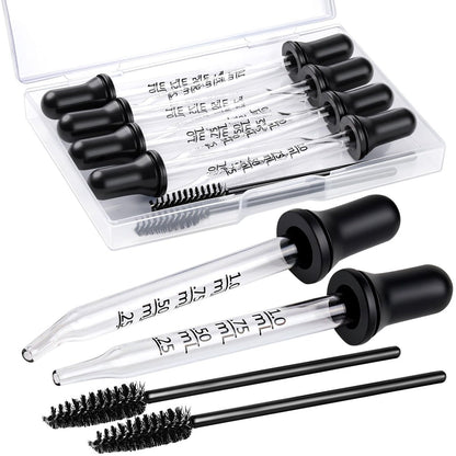 Teenitor 10-teiliges Augentropfglas-Set mit 8 Pipetten und 2 Reinigungswerkzeugen, gebogene und gerade Spitzen, 1 ml Tropfer für Öle, Ohren, Augen, Basteln und Messen