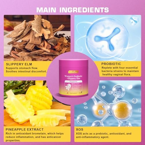 Brurtzexs Her Juicy Feminine Probiotika Gummis für Frauen mit Ulme – Ananasgeschmack, pH-Balance & Immununterstützung – Vegane Nahrungsergänzung, 60 Stück