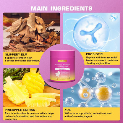 Brurtzexs Her Juicy Feminine Probiotika Gummis für Frauen mit Ulme – Ananasgeschmack, pH-Balance & Immununterstützung – Vegane Nahrungsergänzung, 60 Stück